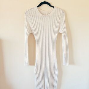 Vici Cream Ribbed Midi Dress